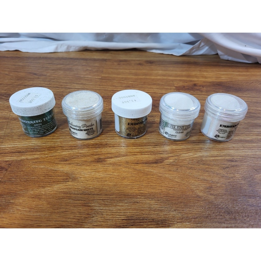 Ranger EMBOSSING TINSEL Powders Gold White Bridal Lot of 5